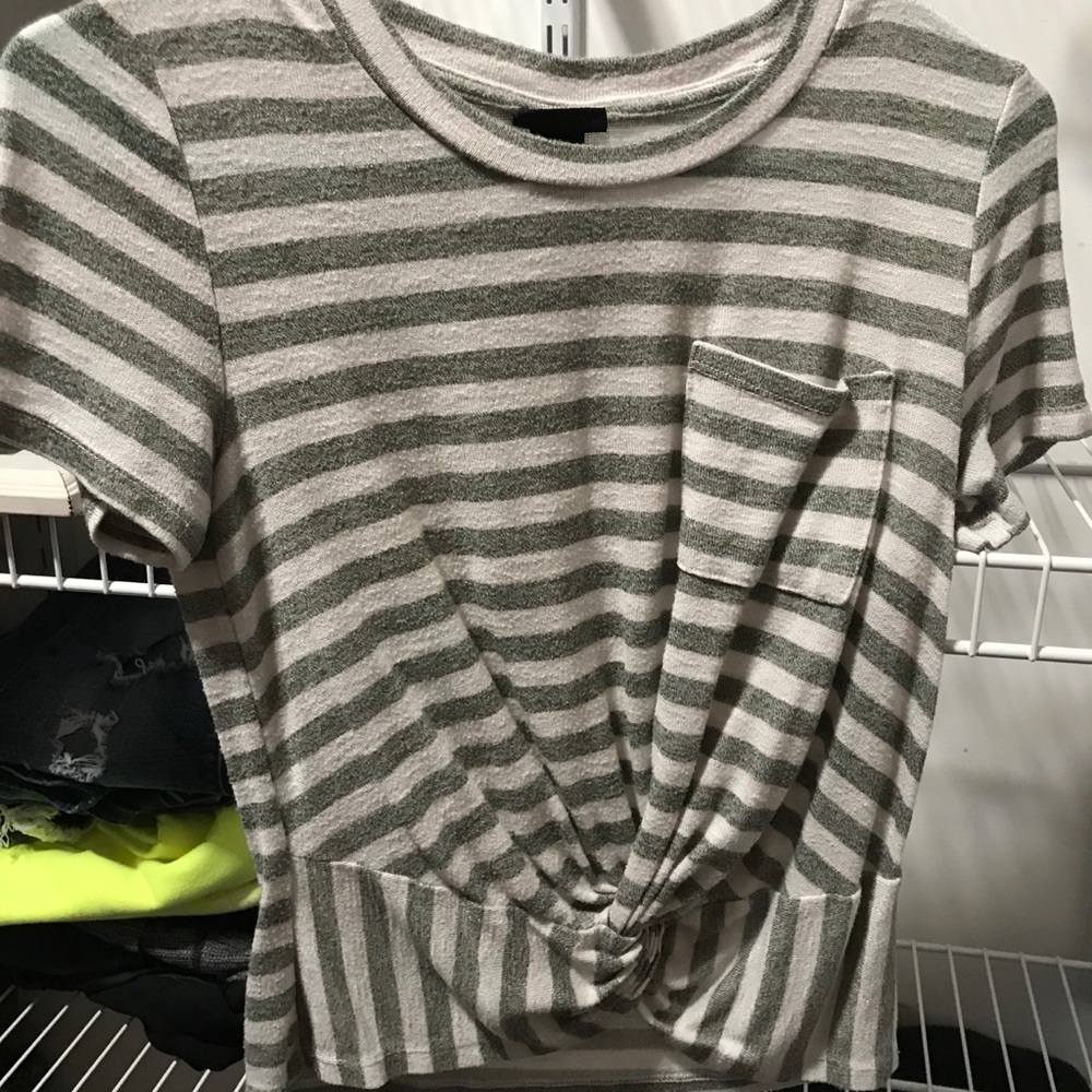 green & white striped crop top